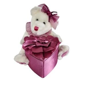 Dan Dee Teddy Bear Pink Heart Shaped Gift Box Roses 6.5" Collector's Choice